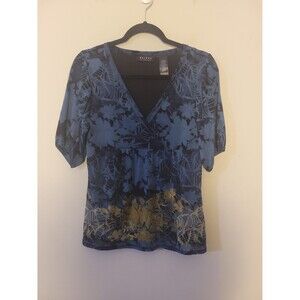 Y2K Axcess Blue Nylon Babydoll Top Sz M